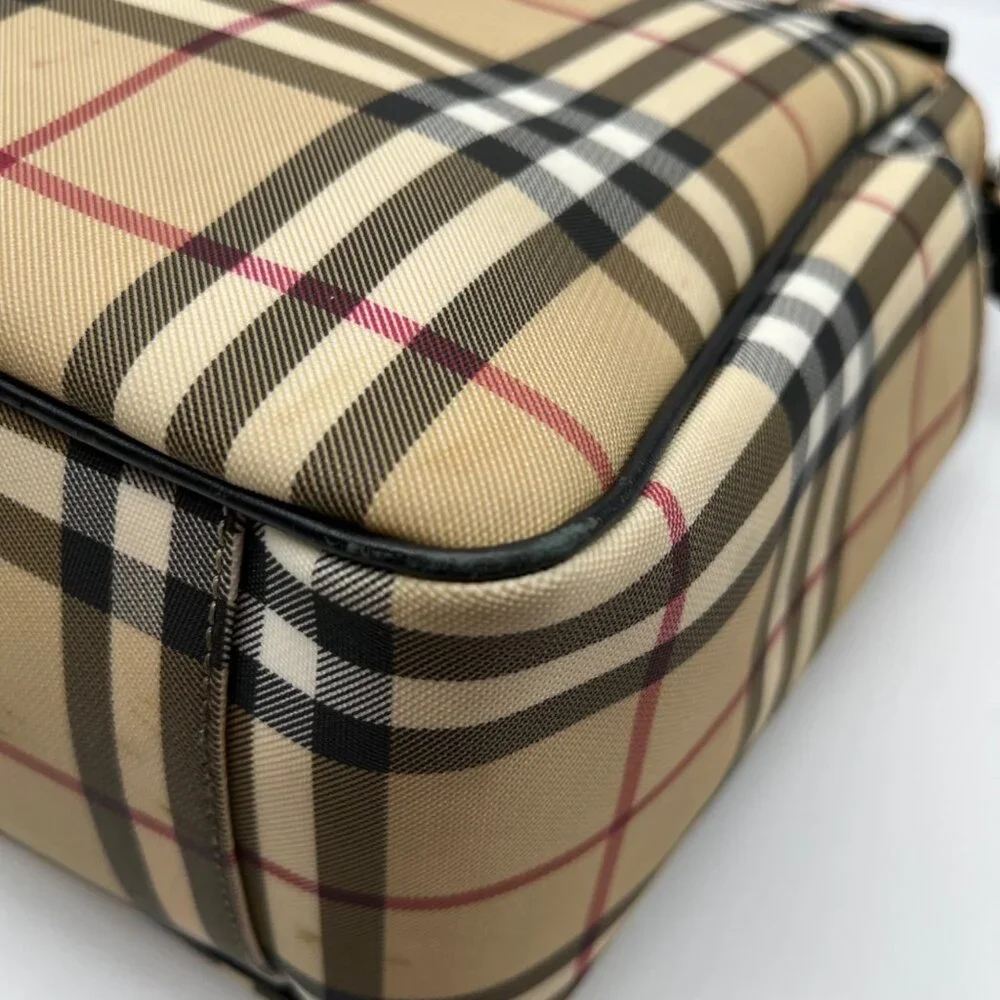 Burberry Beige Coated Canvas Nova Check Messenger Diaper Bag - Picture 10 of 13